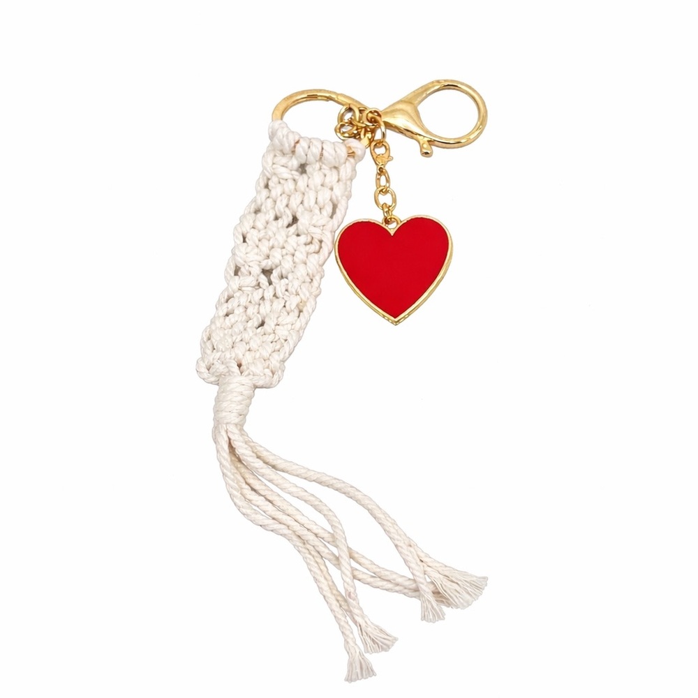 Handcrafted Crochet Keychain with Red Heart Charm NEW